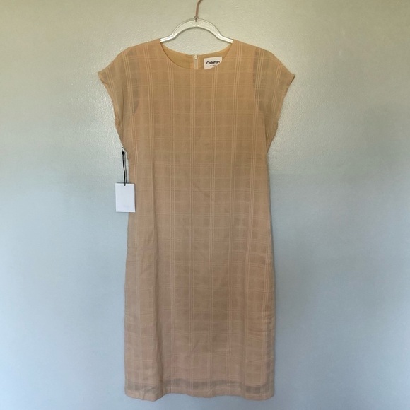Callahan Knitwear Yellow Shift Dress Plaid New XS - Picture 1 of 7